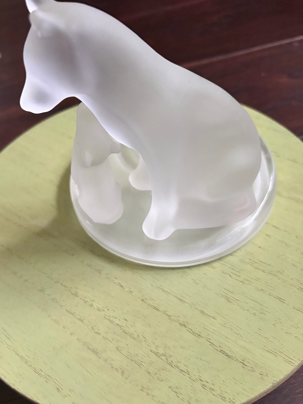 Frosted Glass Polar Bear tea light candle or votive holder
